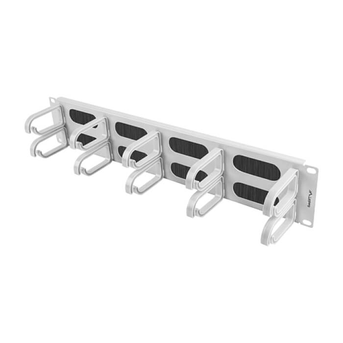 Lanberg 19" cable management AK-1204-S brush panel 10 rings- type b 2U, grey (тъмнейл - 3)