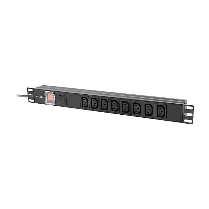 Lanberg power distribution unit (pdu) 19" 1U 16a 2m 8x iec c13 sockets black c20 (тъмнейл - 2)