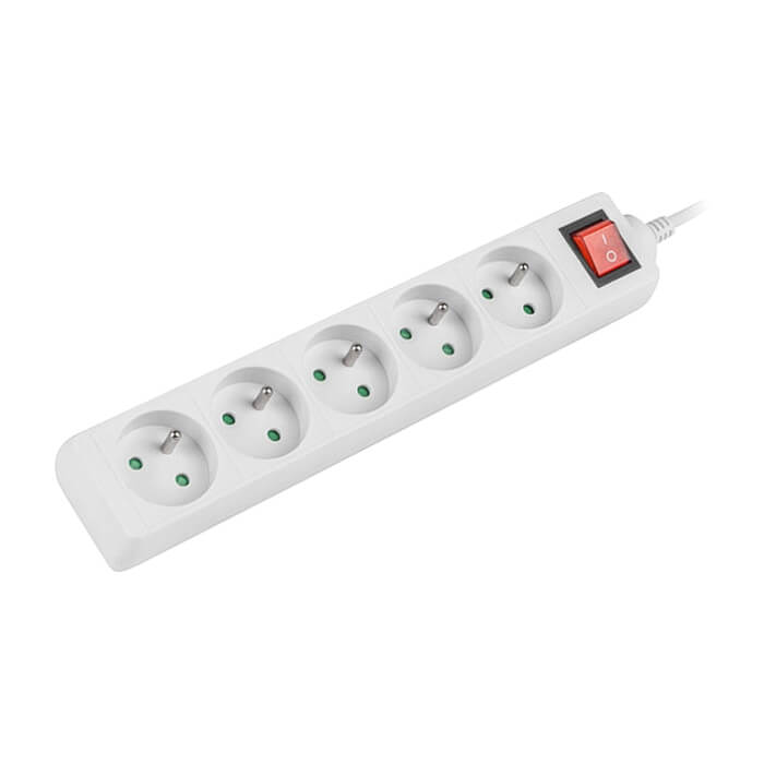 Lanberg power strip 1.5m, 5 sockets, french with circuit breaker quality-grade copper cable, white на супер цена