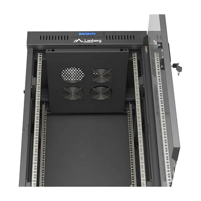 Lanberg Rack Cabinet 19" Free-Standing 22U/600X600 (FlAT Pack) With Glass Door LCD Black V2 ID 98075 (тъмнейл - 5)
