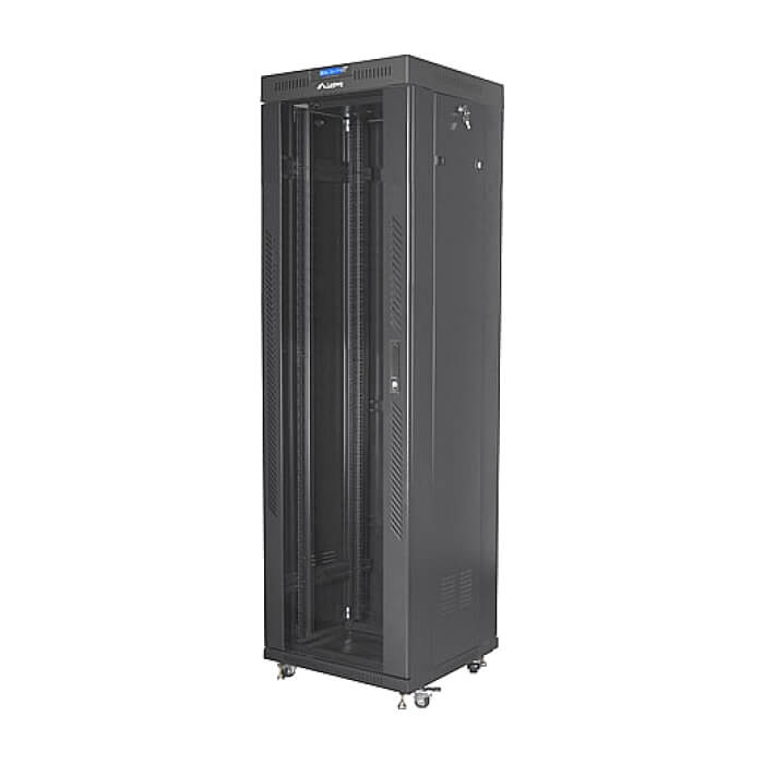 Lanberg rack cabinet 19" free-standing 42U/600x600 (flat pack) with glass door lcd black v2 ID 87186 (тъмнейл - 2)