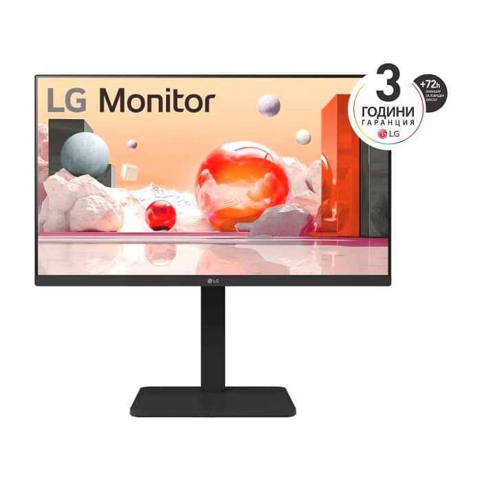 LG 24BA550-B, 23.8" IPS LED AG, 200cd/m2, Full HD 1920x1080, 100Hz, sRGB 95% , D-Sub, Display Port, HDMI, USB 5 Gbps, Speaker 2W x 2, Tilt, Height, Swivel, Pivot, Reader Mode, LG Switch app, Black ID 79407 (тъмнейл - 2)