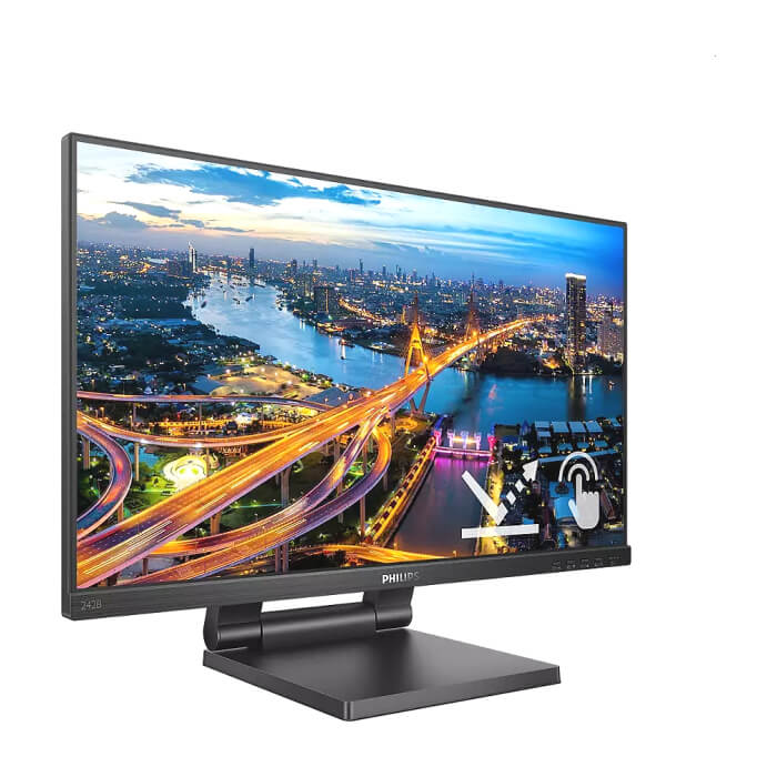 Philips 242B1TC/00, 23.8" Touch (anti-glare), IPS, WLED, 1920x1080@75Hz, 4ms GTG, 250cd m/2, 1000:1, DCR 50M:1, FlickerFree, Low Blue Mode, 2Wx2, Tilt, Height Adjust, D-SUB, HDMI, DP, USB hub ID 64965 (тъмнейл - 3)