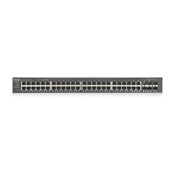ZyXEL GS1920-48v2, 50 Port Smart Managed Switch 44x Gigabit Copper and 4x Gigabit dual pers., hybrid mode, standalone or NebulaFlex Cloud