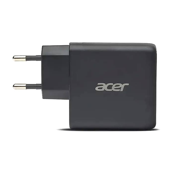 Acer Power Adapter 67W PD GaN Charger, 2 x USB C and 1 x USB A, EU Plug, 100W USB-C cable, Black (Retail Pack) на супер цена