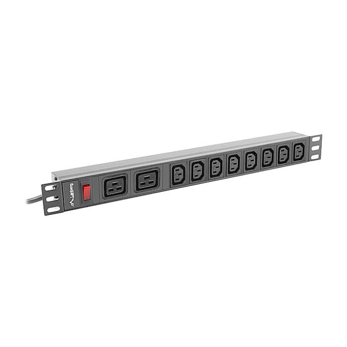 Lanberg power distribution unit (pdu) 19" 1U 16a 2m 2x c19 8x iec c13 sockets black c20 (тъмнейл - 3)
