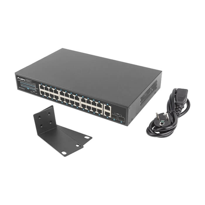 Lanberg switch 24x 1GB poe+/2x GB 2x sfp rack 19" gigabit ethernet 250w (тъмнейл - 3)