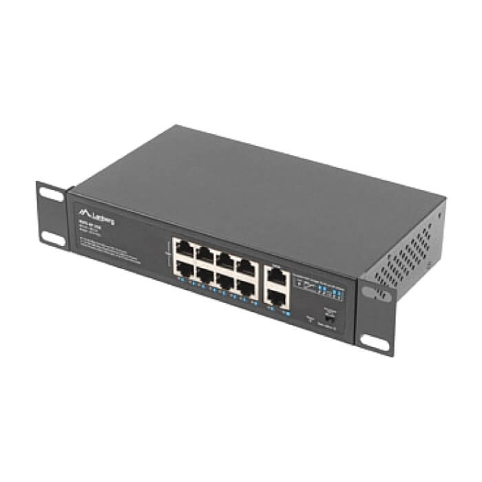 Lanberg switch 8x 100mb poe+/2x 1GB unmanaged rack 10"/19" gigabit ethernet 120w (тъмнейл - 2)