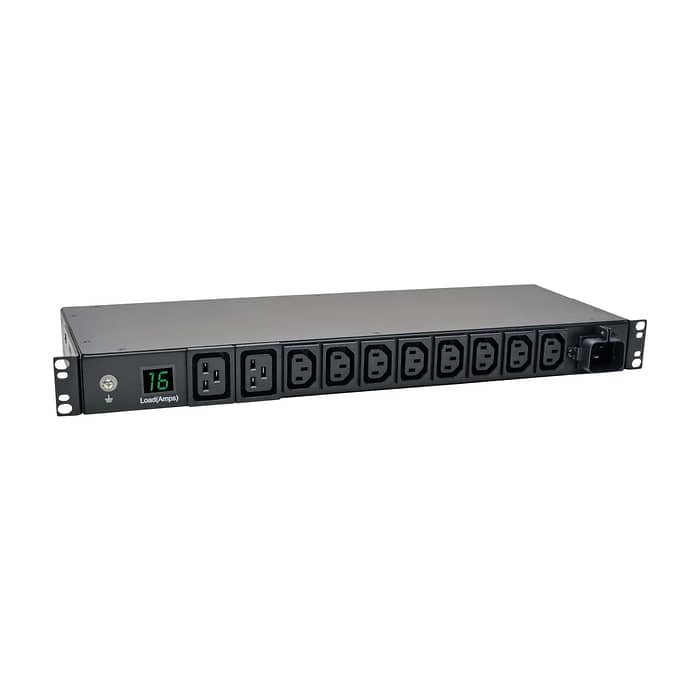 Tripp Lite by Eaton 3.7kW Single-Phase Local Metered PDU, 208/230V Outlets (8 C13, 2 C19) IEC-309 16A Blue, 8 ft. (2.43 m) Cord, 1U Rack-Mount, TAA
