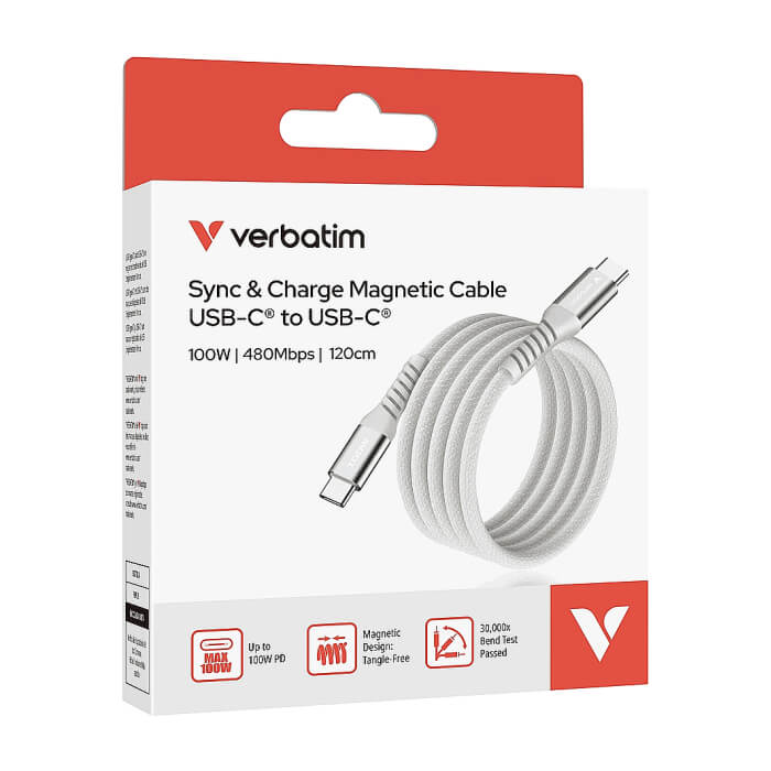 Verbatim Sync & Charge USB-C to USB-C 100W Magnetic 120 cm - Grey ID 84963 (тъмнейл - 5)