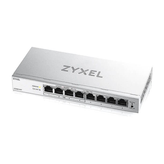 ZyXEL GS1200-8HP v3, 8 Port Gigabit PoE+ webmanaged Desktop Switch, 4x PoE, 68 Watt (тъмнейл - 3)