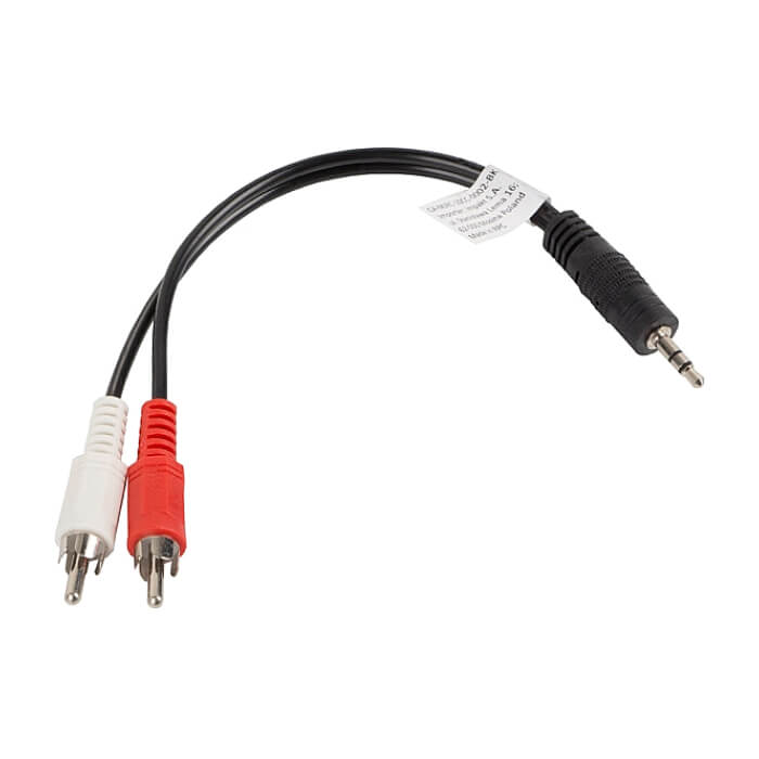 Кабел - Lanberg mini jack 3.5mm (M) 3 pin -> 2X RCA (chinch) (M) cable 0.2m ID 72590 (тъмнейл - 2)