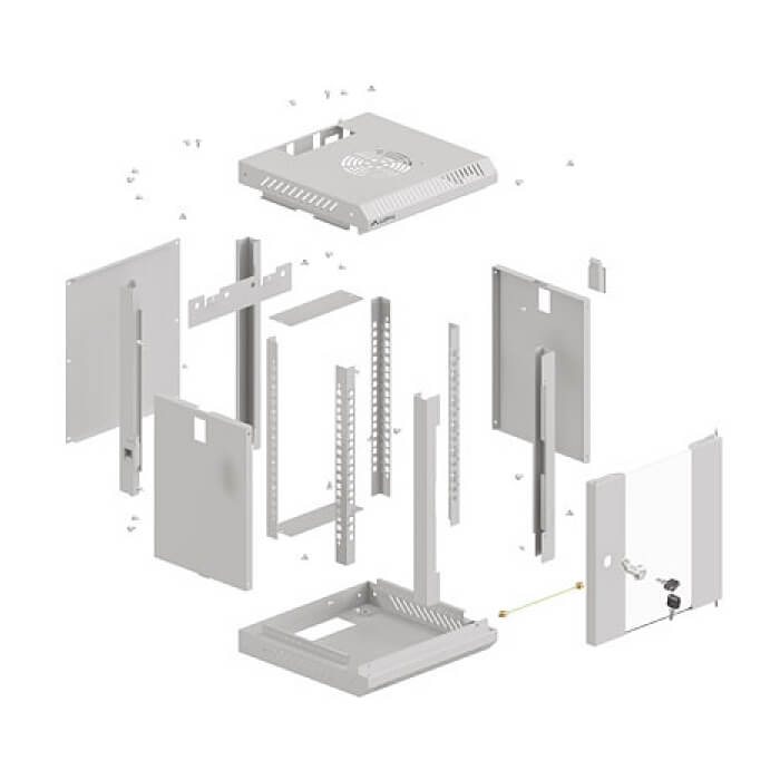 Lanberg rack cabinet 10" wall-mount 4U/300x300 (flat pack) with glass door grey ID 87210 (тъмнейл - 3)