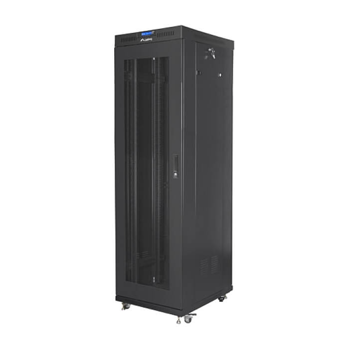 Lanberg rack cabinet 19" free-standing 42U/600x800 (flat pack) with mesh door lcd black v2 ID 87181 (тъмнейл - 2)