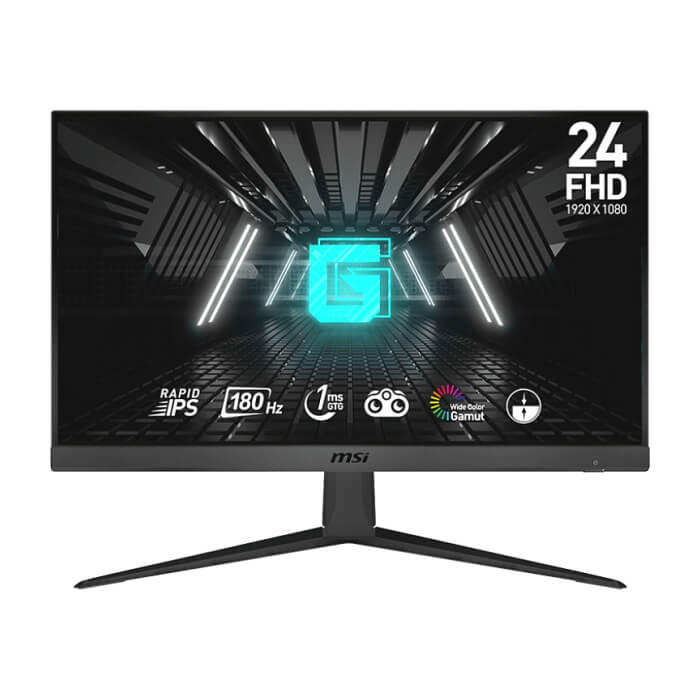 MSI G2412F, 23.8", Rapid IPS, 1ms, 180Hz, AG, FHD 1920x1080, Flat, 16:9, Adaptive-sync, NIGHT VISION, Anti-Flicker, LESS BLUE LIGHT, Frameless, 300nits, 1000:1, 2x HDMI (2.0b), 1x DP (1.2a), Tilt, VESA, 36M ID 79400 на супер цена от GT Computers MSI G2412F, 23.8", Rapid IPS, 1ms, 180Hz, AG, FHD 1920x1080, Flat, 16:9, Adaptive-sync, NIGHT VISION, Anti-Flicker, LESS BLUE LIGHT, Frameless, 300nits, 1000:1, 2x HDMI (2.0b), 1x DP (1.2a), Tilt, VESA, 36M ID 79400 на супер цена