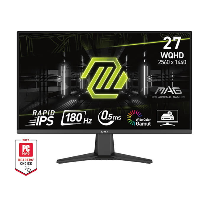 MSI MAG 275QF, 27", Rapid IPS, 0.5ms, 180Hz, AG, WQHD 2560x1440, Adaptive-Sync, AI Vision, CONSOLE MODE, LBL, Anti-Flicker, 100M:1, 300 nits, 1x DP(1.4), 2x HDMI (2.0b), Headphone-out, Tilt, VESA 100, Frameless, 9S6-3CE21M-022 ID 81462 (тъмнейл - 5)
