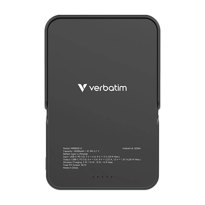 Verbatim Charge 'n' Go Power Bank with Stand Magnetic Wireless 10000mAh Black ID 85389 (тъмнейл - 3)