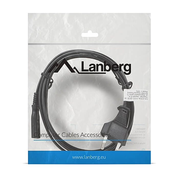 Кабел - Lanberg CEE 7/16 -> IEC 320 C7 EURO (RADIO) power cord 1.8m VDE, black ID 72485