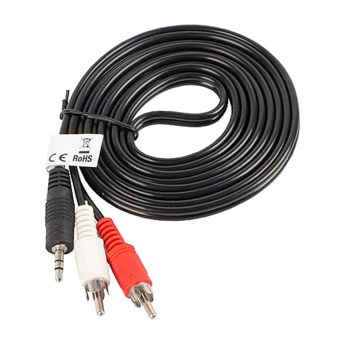 Кабел - Lanberg mini jack 3.5mm (M) 3 pin -> 2X RCA (chinch) (M) cable 2m ID 72588 (тъмнейл - 2)