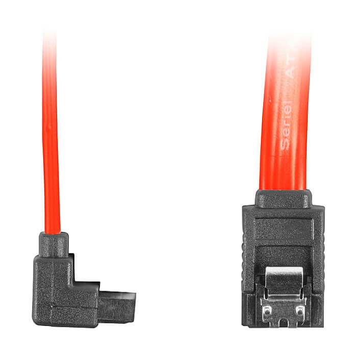 Кабел - Lanberg SATA DATA III (6GB/S) F/F cable 70cm metal clips angled, red ID 72695 (тъмнейл - 3)