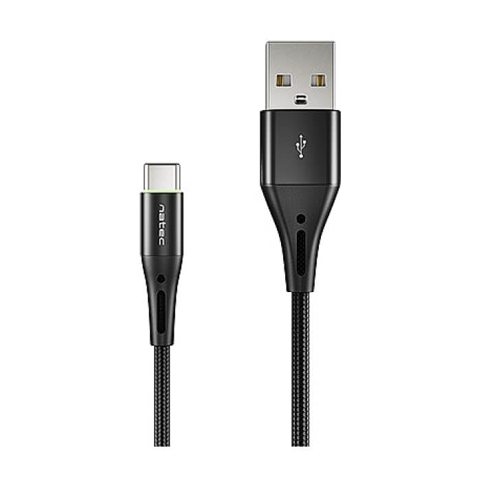 Кабел - Natec USB-C(M) -> USB-A (M) 2.0 cable 1m. Black LED nylon ID 72118 (тъмнейл - 2)