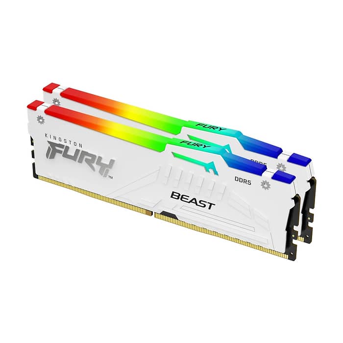 Kingston FURY Beast RGB 32GB (2x16GB) DDR5 6000 MHz CL36 White (тъмнейл - 2)
