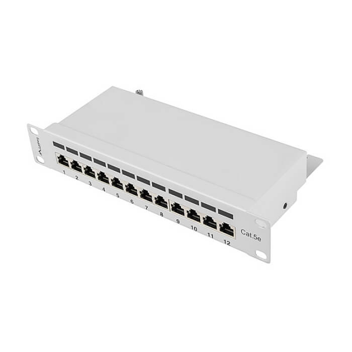 Lanberg patch panel 12port 1U 10" CAT.5E shielded, grey ID 62867 (тъмнейл - 2)
