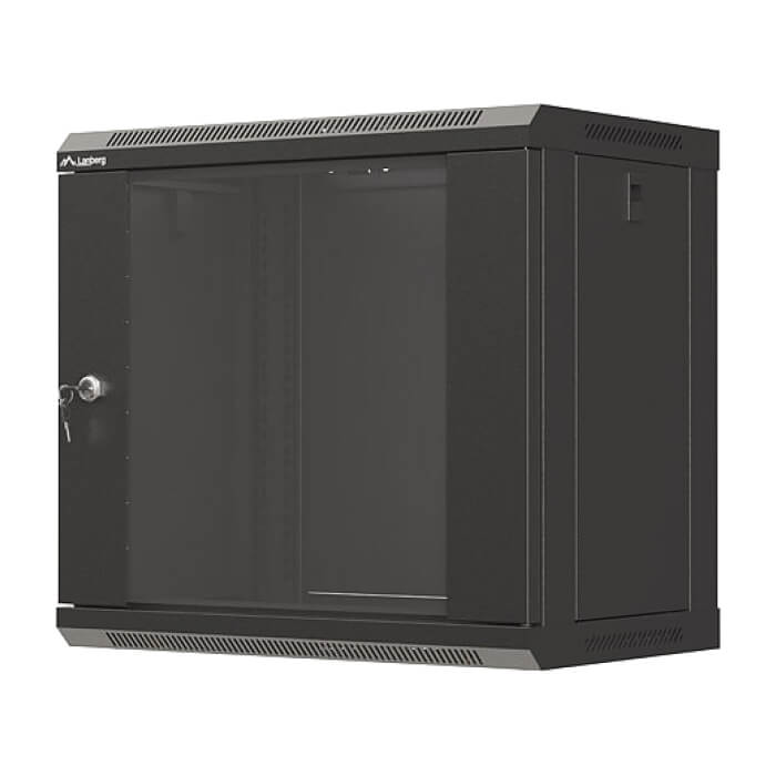 Lanberg rack cabinet 19" wall-mount 9U/540x350 (flat pack) with glass door black ID 87598 (тъмнейл - 2)