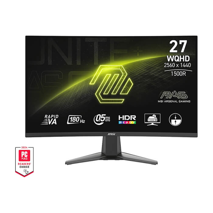 MSI MAG 27CQ6F, 27", Rapid VA, 180Hz, 0.5ms, WQHD 2560x1440, FreeSync, VRR, Console mode, CEC, Night Vision, Anti-Flicker, LBL, 300 nits, 5000:1, 100M:1, 1x Display Port (1.4), 2x HDMI (2.0b), Headphone out, Tilt, FRAMELESS, VESA ID 79392 на супер цена от GT Computers MSI MAG 27CQ6F, 27", Rapid VA, 180Hz, 0.5ms, WQHD 2560x1440, FreeSync, VRR, Console mode, CEC, Night Vision, Anti-Flicker, LBL, 300 nits, 5000:1, 100M:1, 1x Display Port (1.4), 2x HDMI (2.0b), Headphone out, Tilt, FRAMELESS, VESA ID 79392 на супер цена