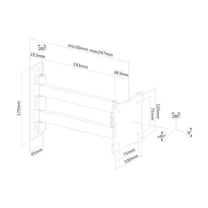 Neomounts by NewStar Flat Screen Wall Mount (2 pivots & tiltable) ID 66910 (тъмнейл - 3)