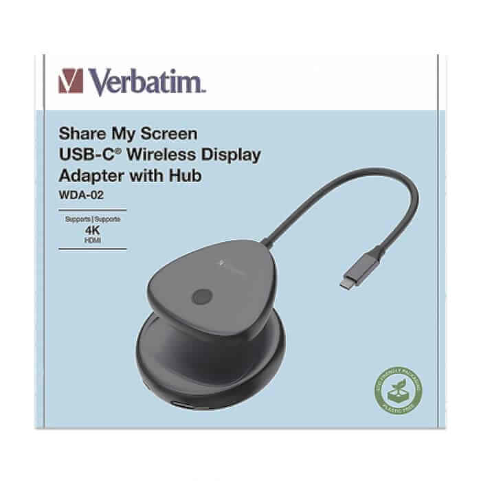 Verbatim Share My Screen USB-C Wireless Display Adapter 4K with Hub WDA-02 на супер цена от GT Computers Verbatim Share My Screen USB-C Wireless Display Adapter 4K with Hub WDA-02 на супер цена