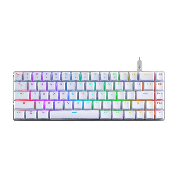 Asus ROG Falchion Ace 65% compact gaming keyboard with pre-lubed ROG NX mechanical switches with ROG switch stabilizer, sound-dampening foam, interactive touch panel, dual Type-C ports, three keyboard tilt angles, and cover case, US layout, White на супер цена