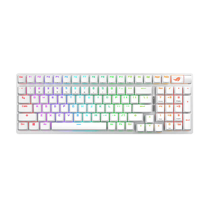 Asus ROG Strix Scope II 96 Wireless Gaming Keyboard, Tri-Mode Connection, Dampening Foam & Switch-Dampening Pads, Hot-Swappable Pre-lubed ROG NX Snow Mechanical Switches, PBT Keycaps, RGB-White на супер цена