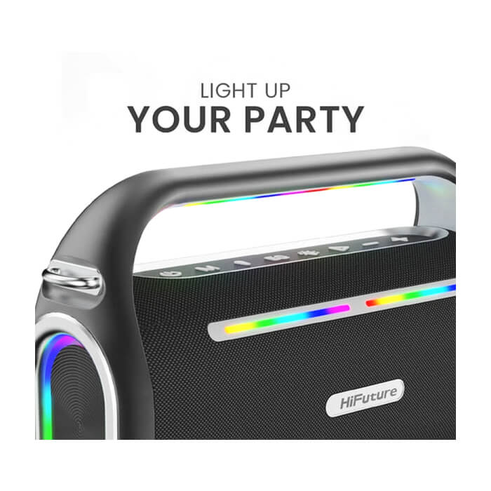 HiFuture MusicBox200 Black, 100W Output, Karaoke Enable, Two Wireless Microphone, 12000mAh Battery (Support Power Bank), RGB Lighting, Pair to Play (TWS Mode), Bluetooth 5.3 ID 94750 (тъмнейл - 5)