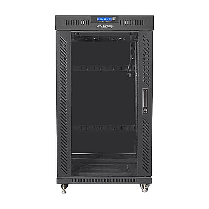 Lanberg rack cabinet 19" free-standing 22U/800x800 (flat pack) with glass door lcd black v2 ID 87628 на супер цена