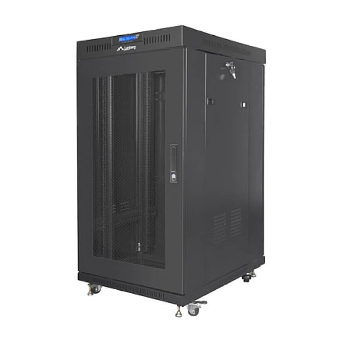 Lanberg rack cabinet 19" free-standing 22U/800x800 (flat pack) with glass door lcd black v2 ID 87627 (тъмнейл - 4)