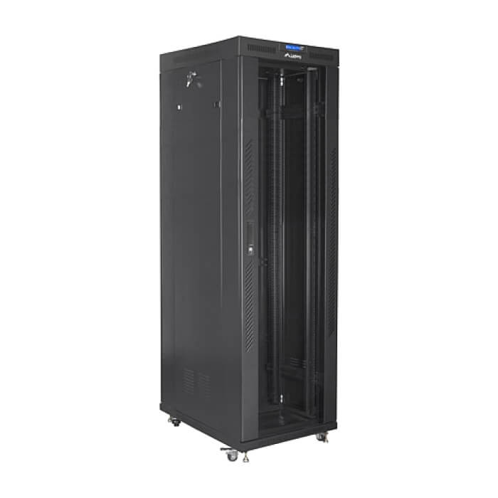 Lanberg rack cabinet 19" free-standing 42U/800x800 (flat pack) with glass door lcd black v2 ID 87173 (тъмнейл - 2)