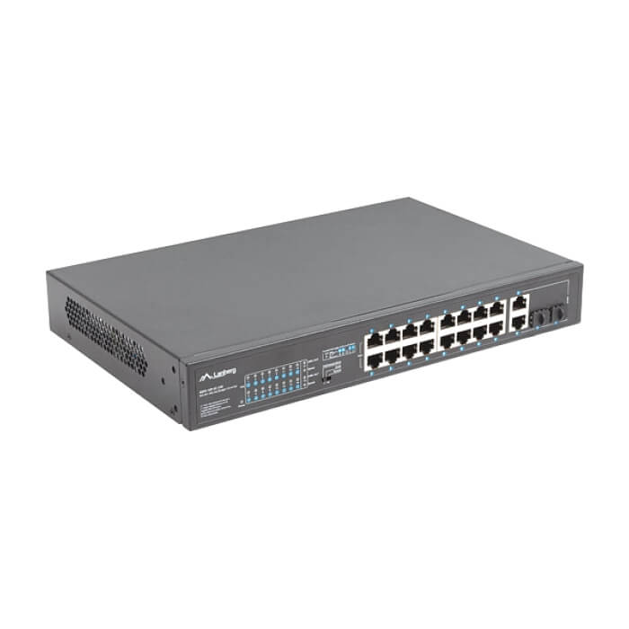 Lanberg switch 16x 100mb poe+/2x 1GB/1x sfp rack 19" unmanaged gigabit ethernet 250w на супер цена