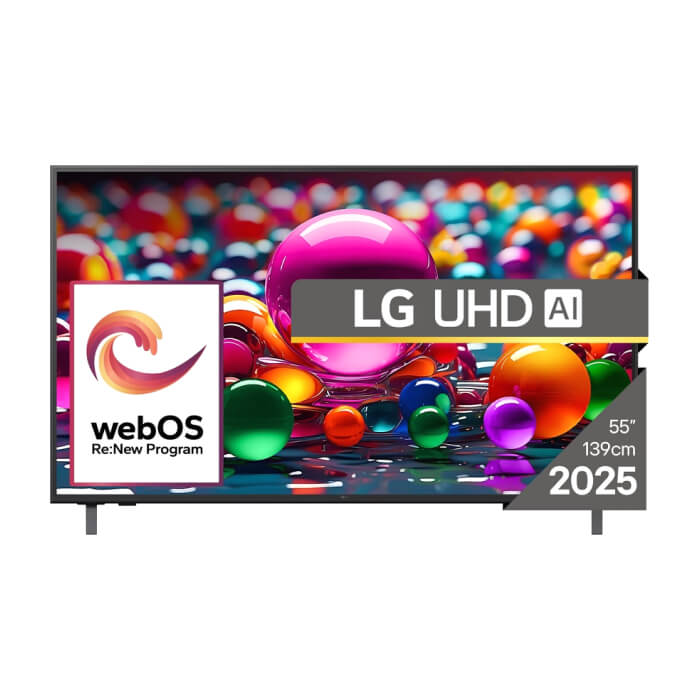 LG 55UA75003LA, 55" 4K UltraHD TV 4K (3840x2160), DVB-T2/C/S2, webOS 25 Smart, ThinQ AI, Alpha 7 AI Processor, WiFi, HDR10 pro, HLG, ALLM/HGiG, 4K Upscaling, AI Sound pro, Mul ID 93461