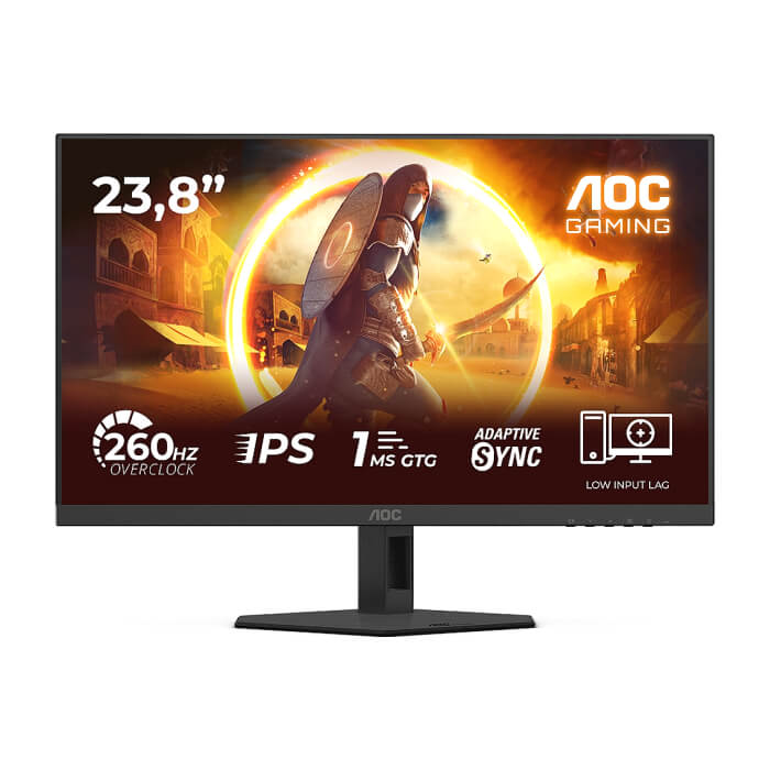 AOC 24G4ZR, 23.8" Fast IPS WLED, 1920x1080@260Hz (OC, Native 240Hz), 1ms GtG, 0.3ms MPRT, 300cd m/2, 1000:1, Adaptive Sync, FlickerFree, Anti Blue Light, Tilt, Height Adjust, ID 97347 на супер цена