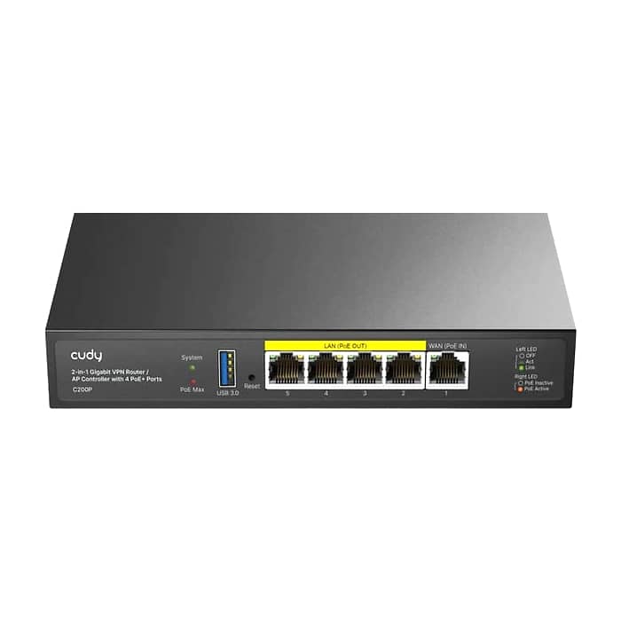Cudy C200P 2-IN-1 AP Controller, 1 Gigabit Ethernet + 4 Gigabit PoE+ PSE Ports + 1 USB 3.0, PSE output up to 30Watts per port на супер цена