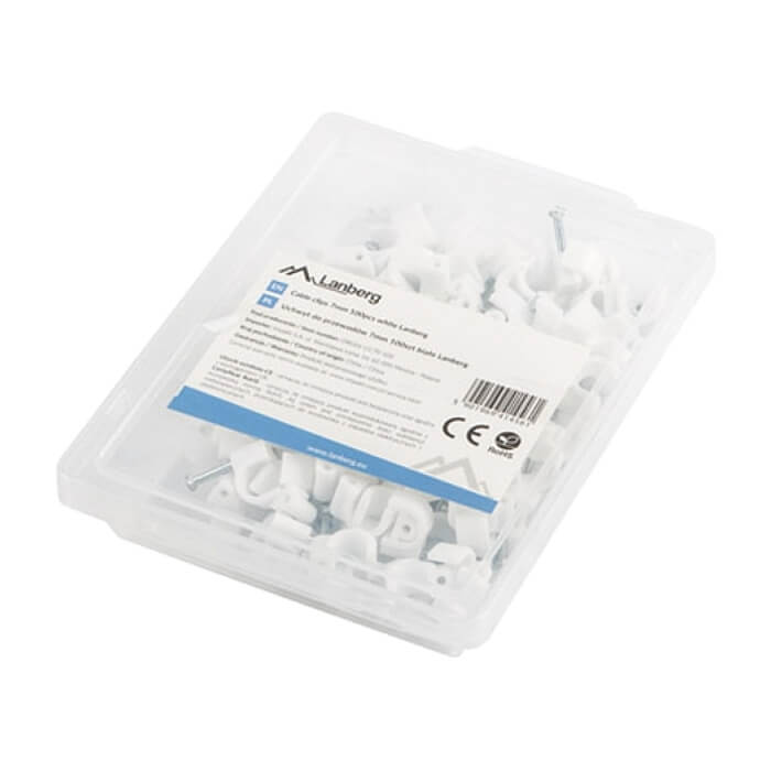 Lanberg cable clips 7mm 100pcs, white (тъмнейл - 2)