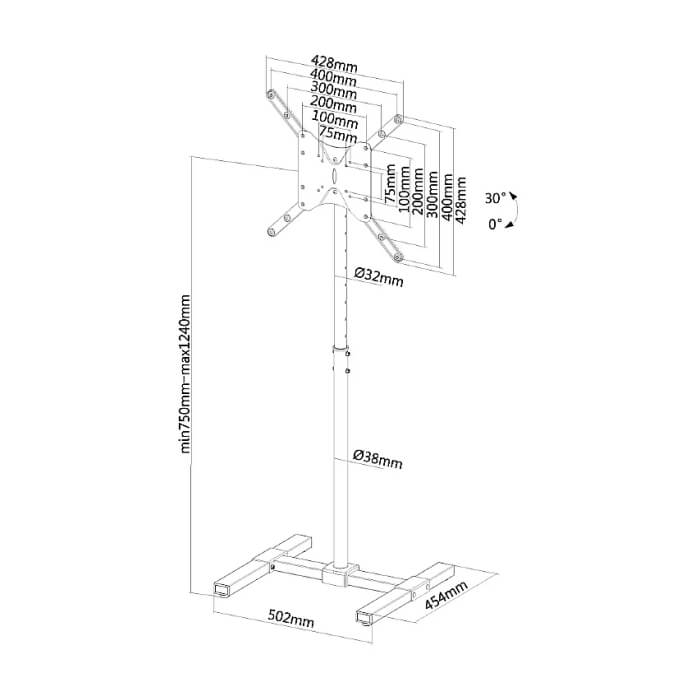 Neomounts by NewStar Flat Screen Floor Stand (height: 75-124 cm) ID 66692 (тъмнейл - 3)