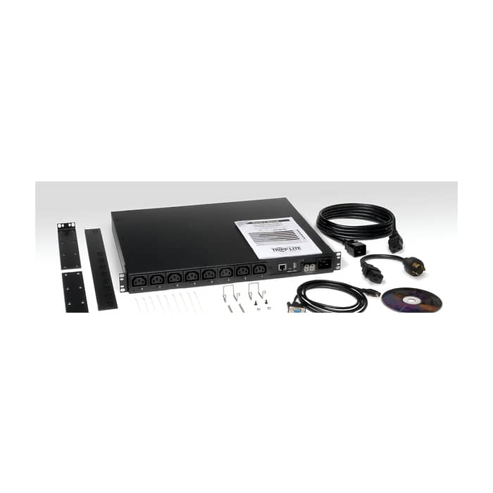 Tripp Lite by Eaton 3.7kW Single-Phase 208/230V Switched PDU - LX Platform, 8 C13 Outlets, C20 Input with L6-20P Adapter, 2.4m Cord, 1U Rack-mount, TAA (тъмнейл - 3)