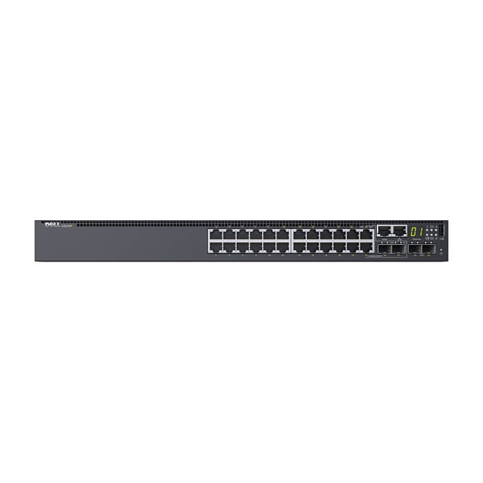 Dell Networking S3124P, L3, PoE+, 24x 1GbE, 2x Combo, 2x 10GbE SFP+ fixed ports, Stacking, IO to PSU air, 1x 715w AC PS, 1Y PS NBD, 210-AIMO на супер цена