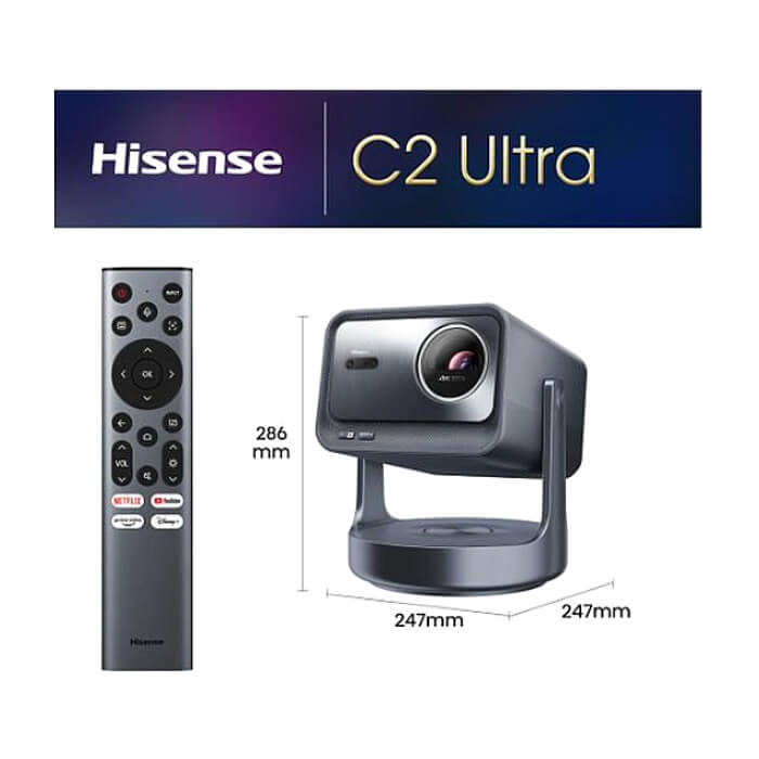 Hisense C2 Ulta Smart mini Laser Projector, 4K Ultra HD 3840x2160, 2000:1, 3000 lum, 60 Hz, Optical Zoom& Digital Zoom,Dolby Vision, IMAX enhanced,Dolby Vision, HDR10+, HDR10, HLG, 2*10W+20W Subwoofer,Designed for XBOX ID 85753 (тъмнейл - 2)