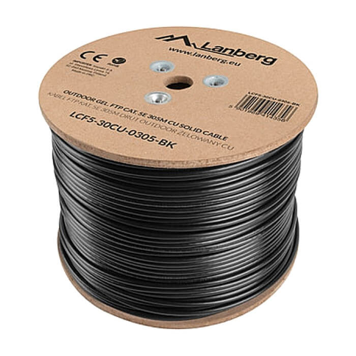 Кабел - Lanberg outdoor LAN cable gel-filled FTP CAT.5E 305m solid CU, grey ID 72720 (тъмнейл - 2)
