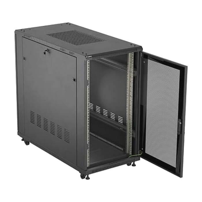 Lanberg Rack Cabinet 19" Free-Standing 22U/600X1200 (FlAT Pack) With Mesh Door Black ID 98071 (тъмнейл - 3)