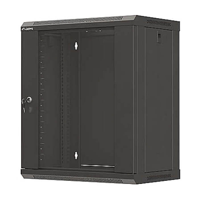 Lanberg Rack Cabinet, 19" wall-mount 12U/540x350 (flat pack) with glass door, Black ID 96717 (тъмнейл - 2)