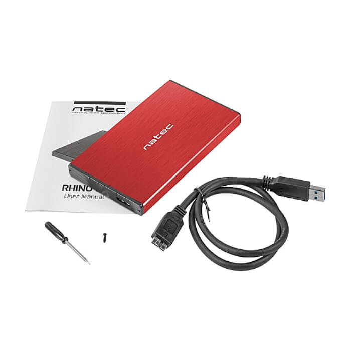 Natec External HDD/SSD Enclosure Rhino Go SATA 2.5" USB 3.0 Red ID 73750 (тъмнейл - 4)